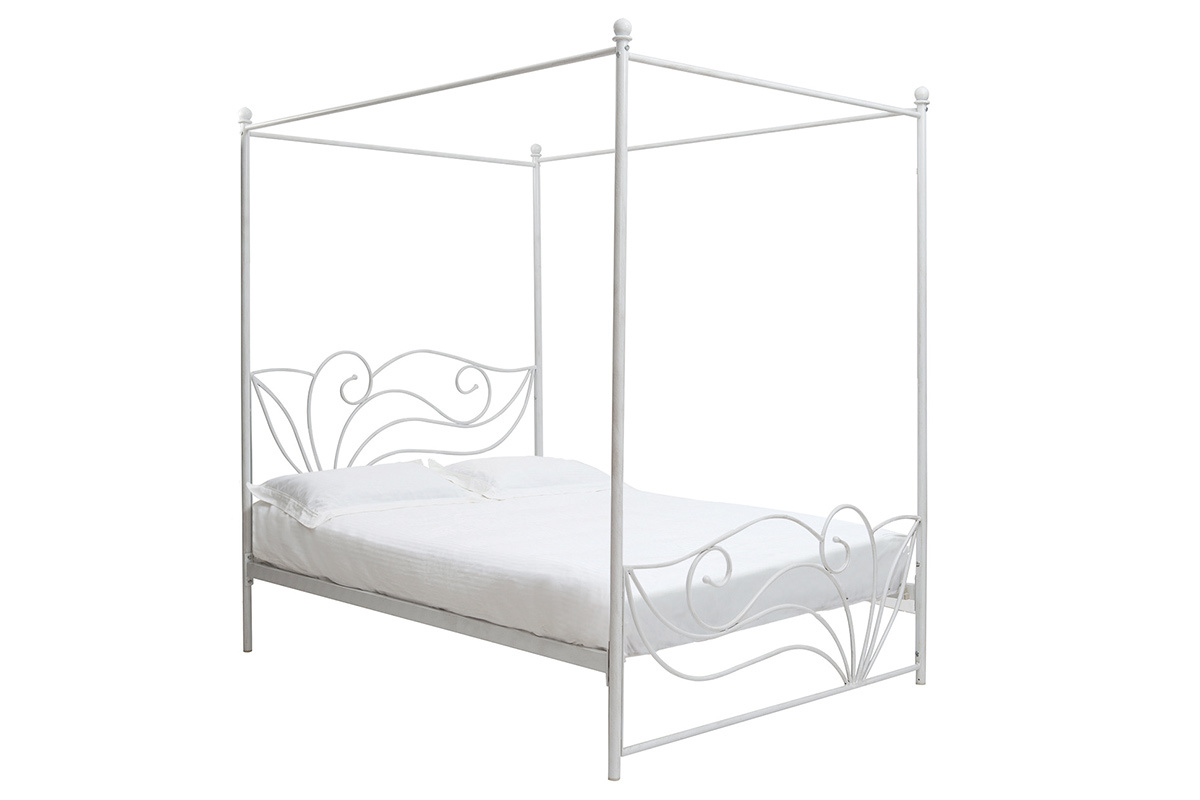 Letto a baldacchino bianco matrimoniale 140x190 VENEZIA