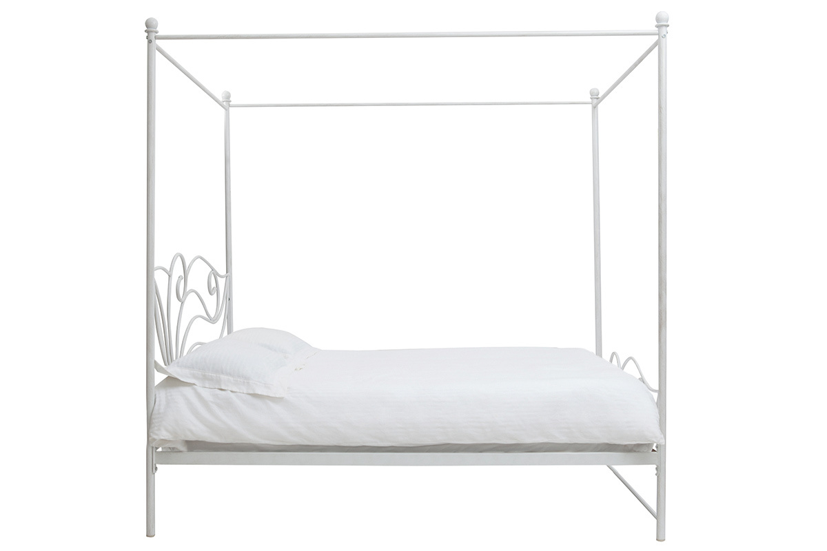 Letto a baldacchino bianco matrimoniale 140x190 VENEZIA
