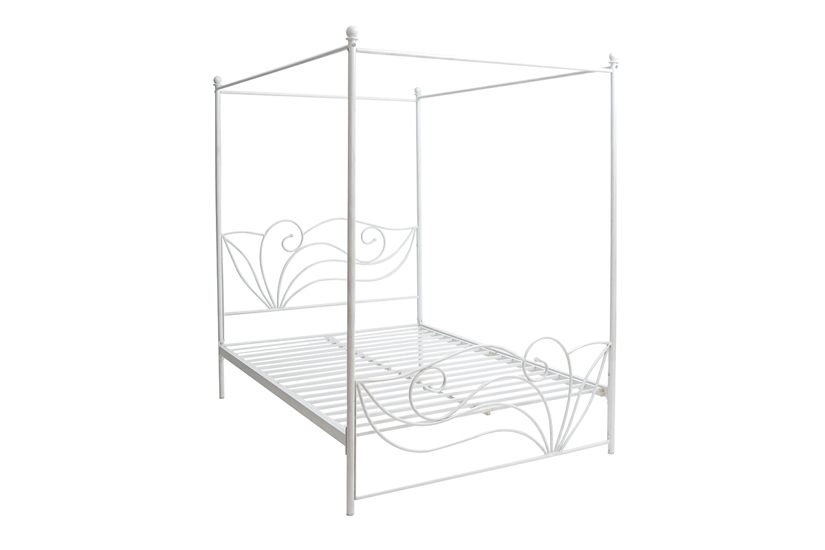 Letto a baldacchino bianco matrimoniale 140x190 VENEZIA