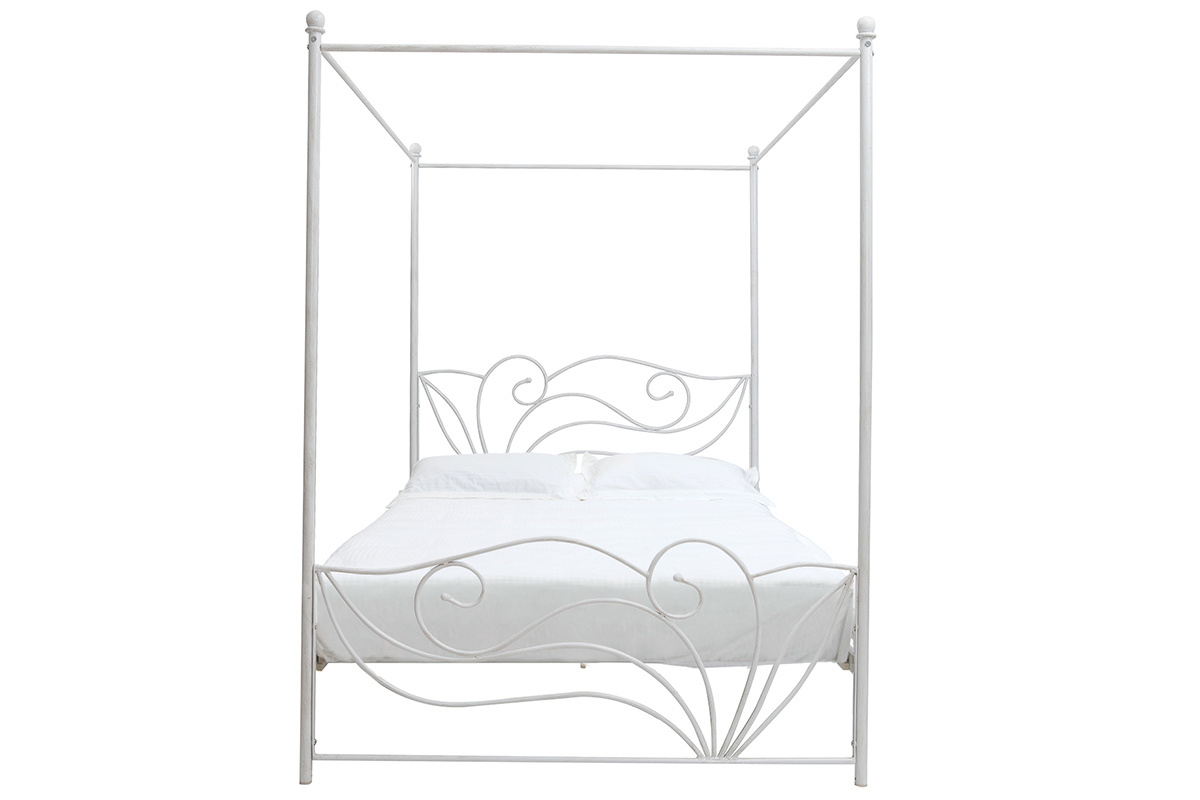 Letto a baldacchino bianco matrimoniale 140x190 VENEZIA