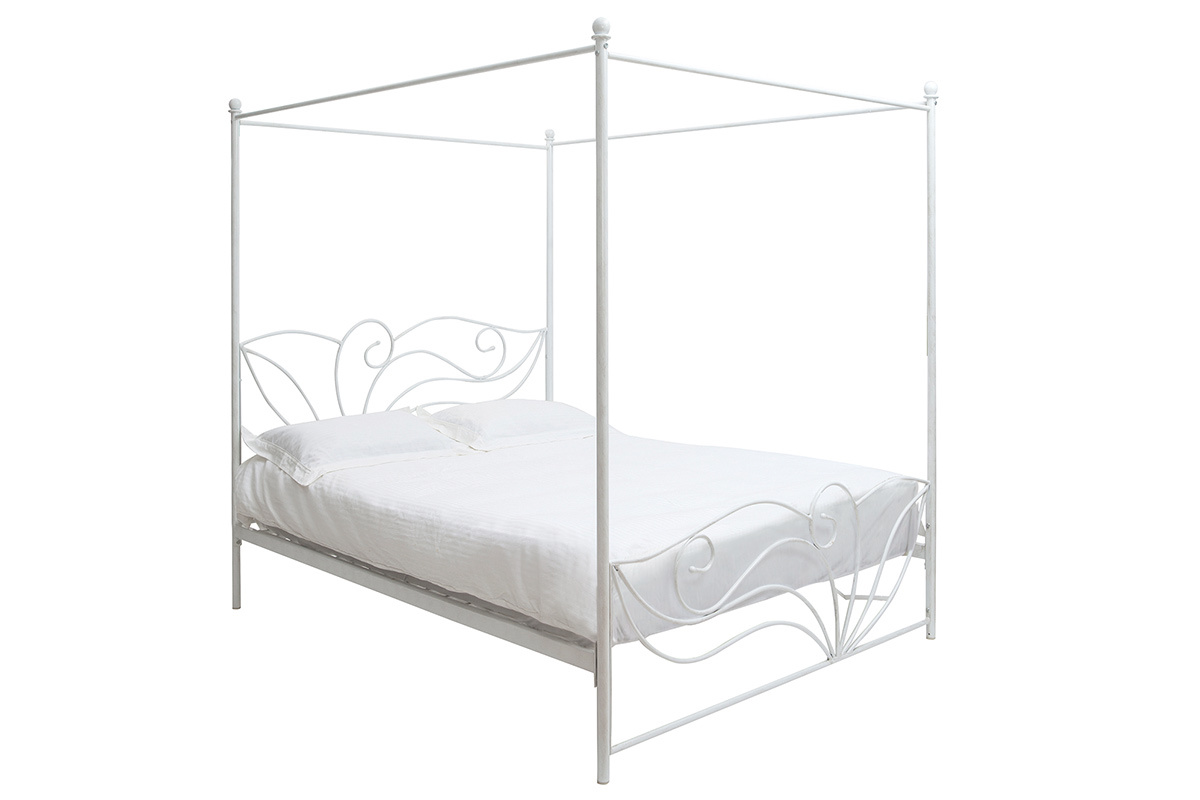 Letto a baldacchino bianco matrimoniale 160x200 VENEZIA