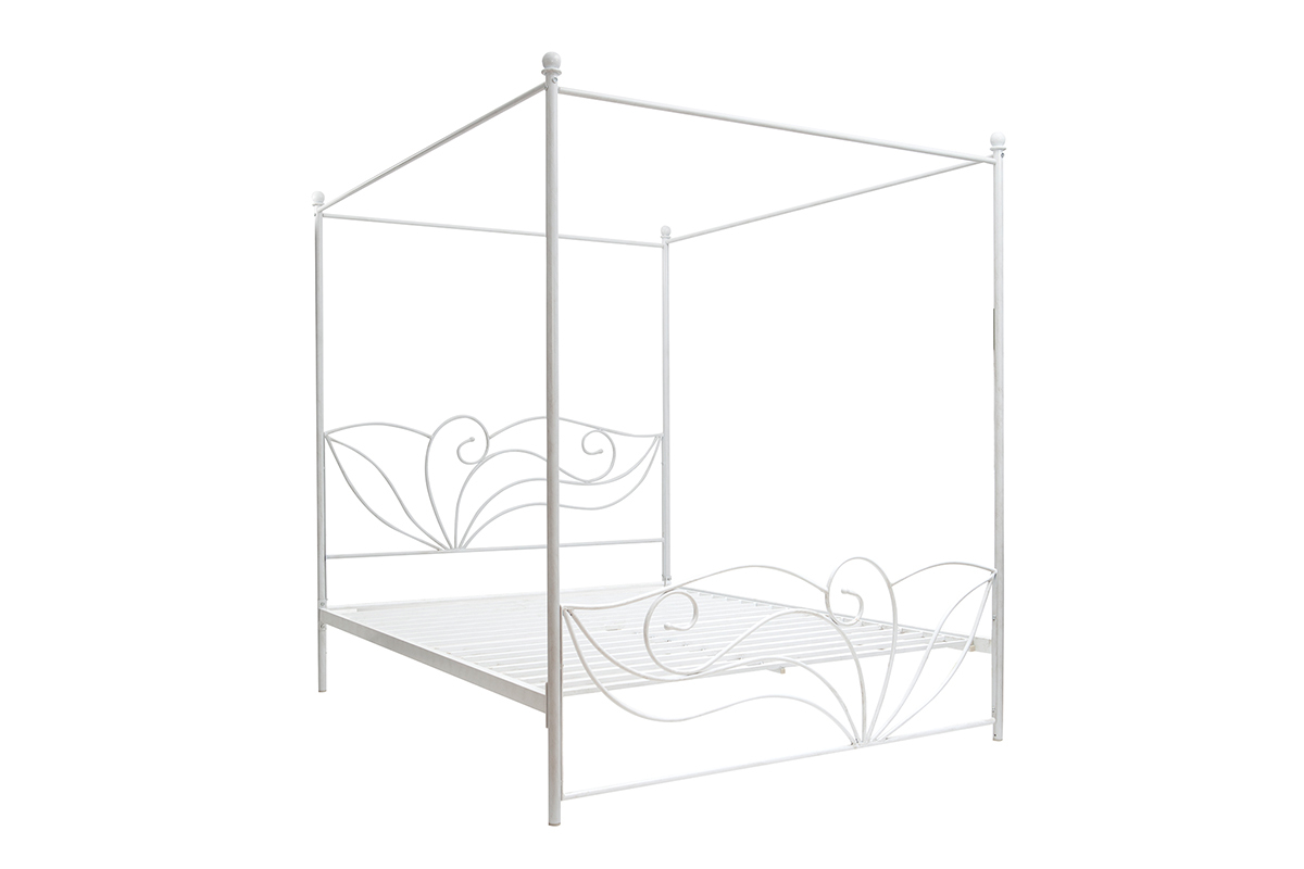 Letto a baldacchino bianco matrimoniale 160x200 VENEZIA