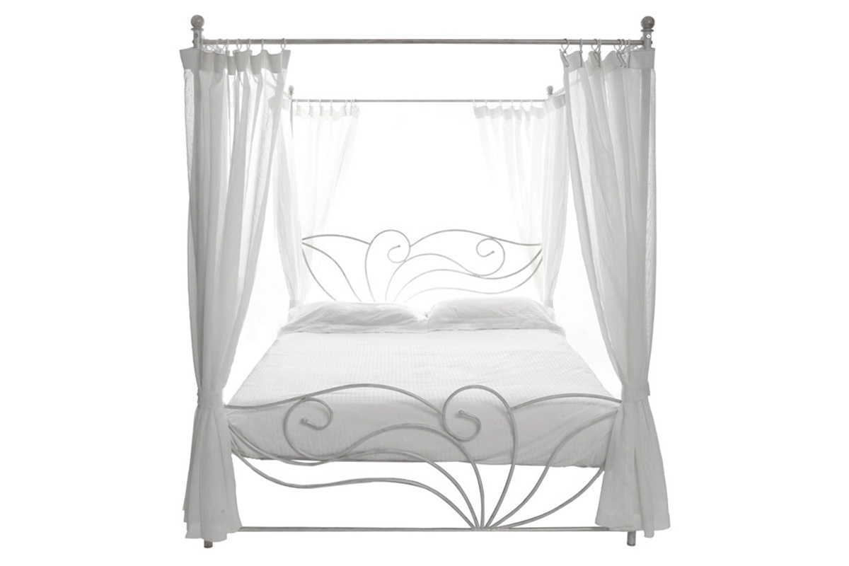 Letto a baldacchino bianco matrimoniale 160x200 VENEZIA