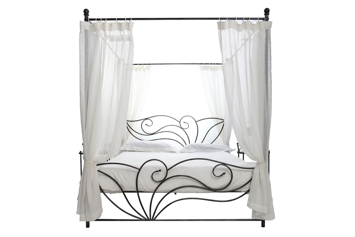 Letto a baldacchino nero matrimoniale 160x200 VENEZIA