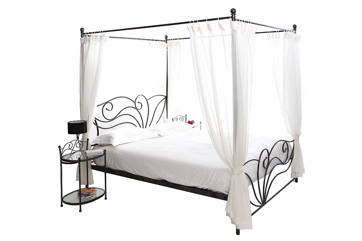 Letto a baldacchino nero matrimoniale VENEZIA 140 x190