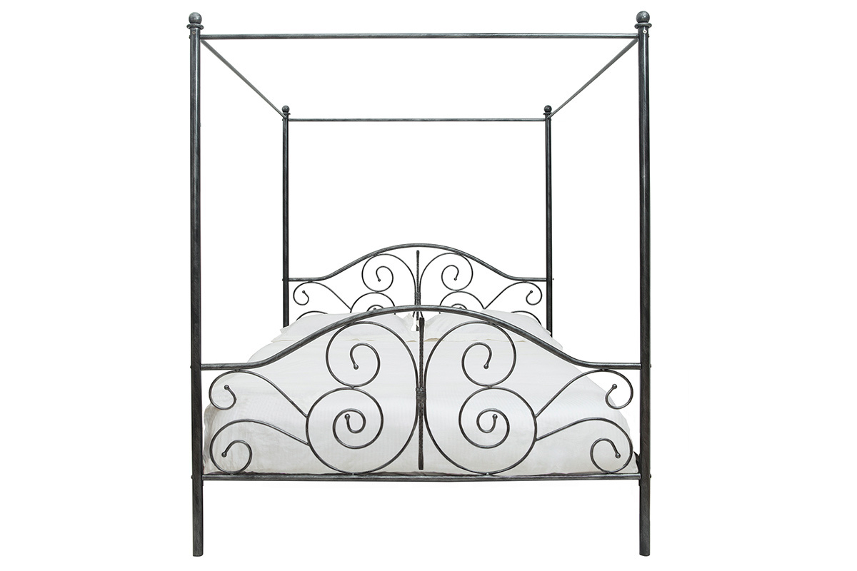 Letto a baldacchino nero matrimoniale VITTORIA