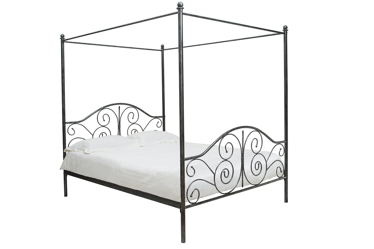 Letto a baldacchino nero matrimoniale VITTORIA