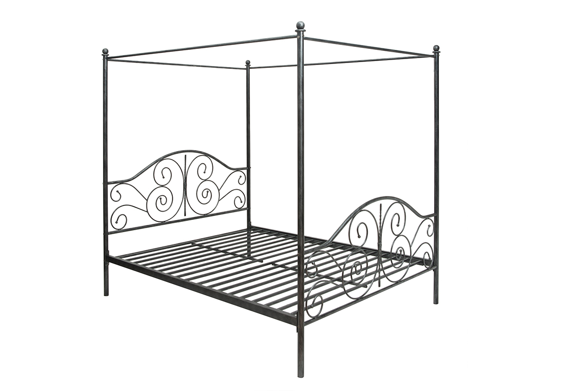 Letto a baldacchino nero matrimoniale VITTORIA