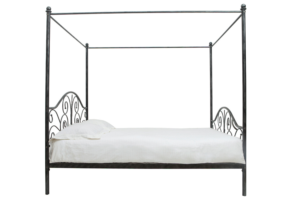 Letto a baldacchino nero matrimoniale VITTORIA