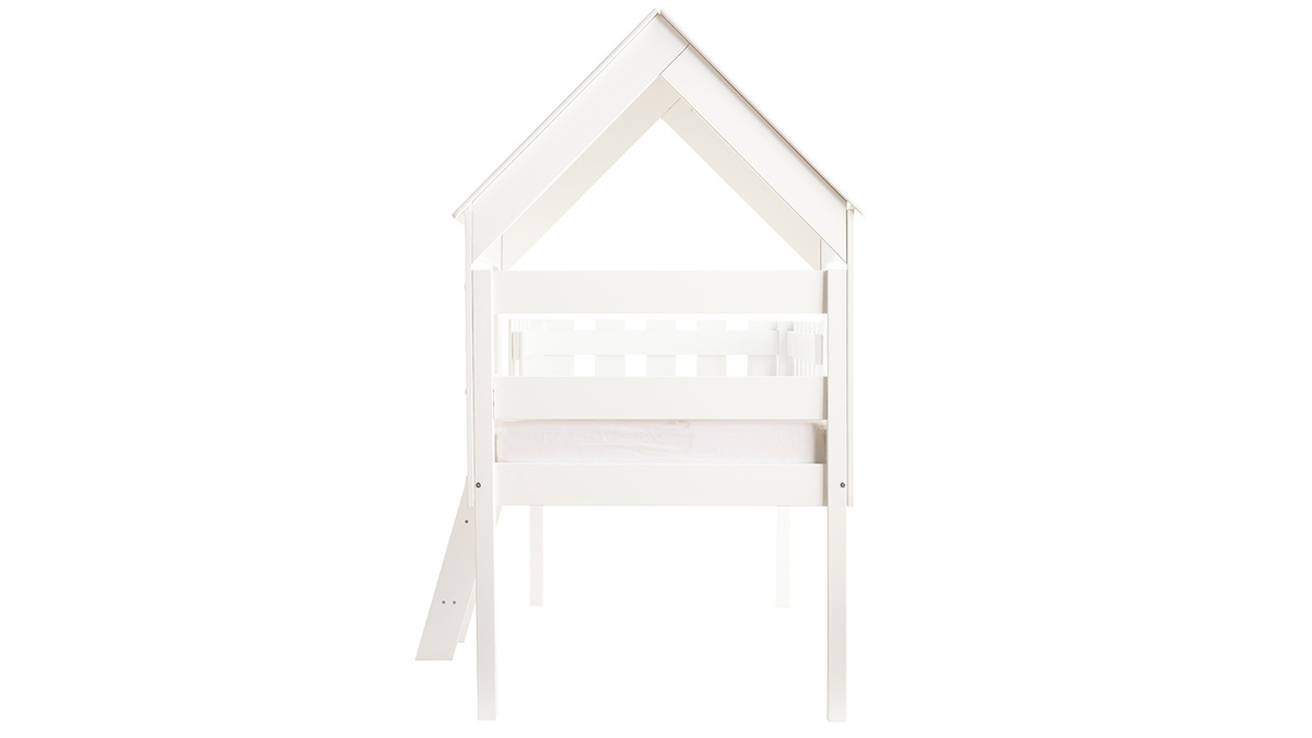 Letto a capanna per bambini con rete in legno bianco NESTY HOUSE