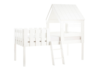 Letto a capanna per bambini con rete in legno bianco NESTY HOUSE - Letto a capanna per bambini con rete in legno bianco NESTY HOUSE