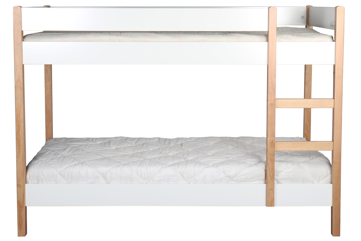 Letto a castello bambino con pannelli amovibili legno chiaro e bianco ALTO