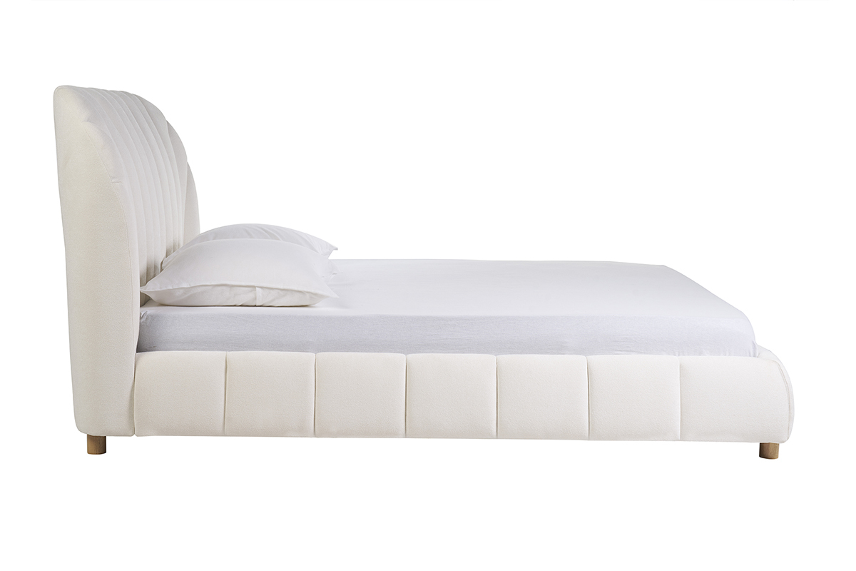 Letto a due piazze 160x200 in tessuto effetto lana ricciolata ARIELLE