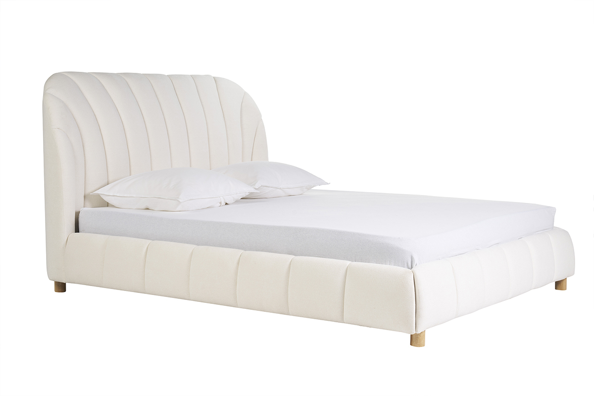 Letto a due piazze 160x200 in tessuto effetto lana ricciolata ARIELLE