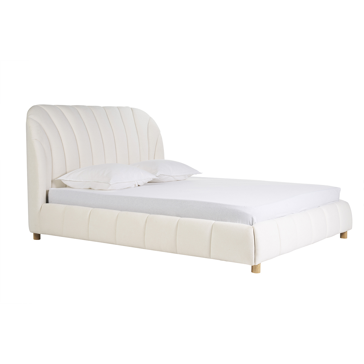 Letto a due piazze 160x200 in tessuto effetto lana ricciolata ARIELLE