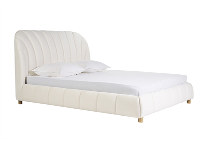 Letto a due piazze 160x200 in tessuto effetto lana ricciolata ARIELLE