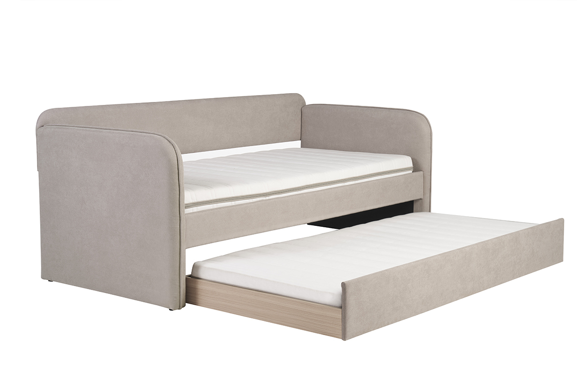 Letto a scomparsa in tessuto taupe 90 x 190 cm EDISON