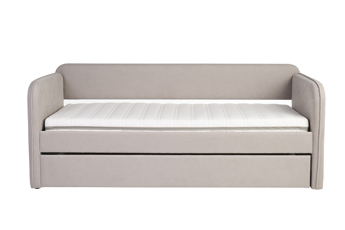 Letto a scomparsa in tessuto taupe 90 x 190 cm EDISON