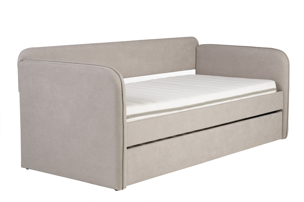 Letto a scomparsa in tessuto taupe 90 x 190 cm EDISON