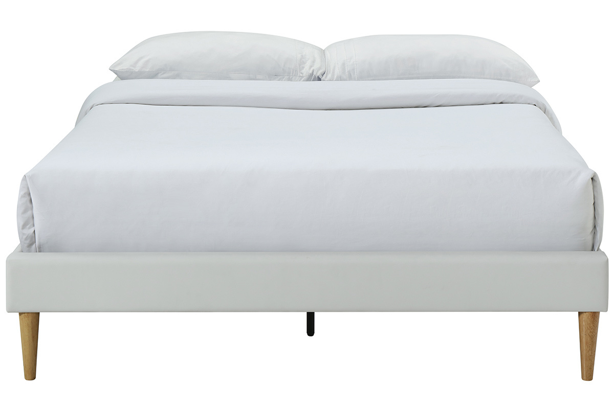 Letto adulto  160 x 200 cm con rete bianca e legno AYO