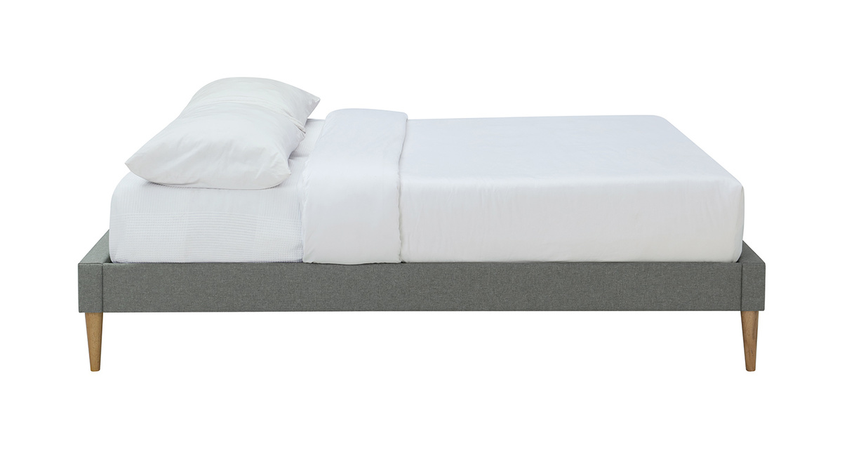 Letto adulto 160 x 200 cm con rete in tessuto grigio AYO