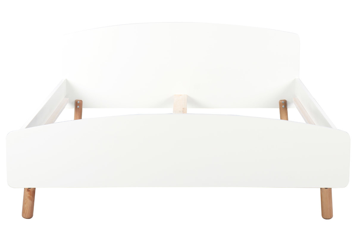 Letto adulto scandinavo 160 x 200 cm legno e bianco NEA