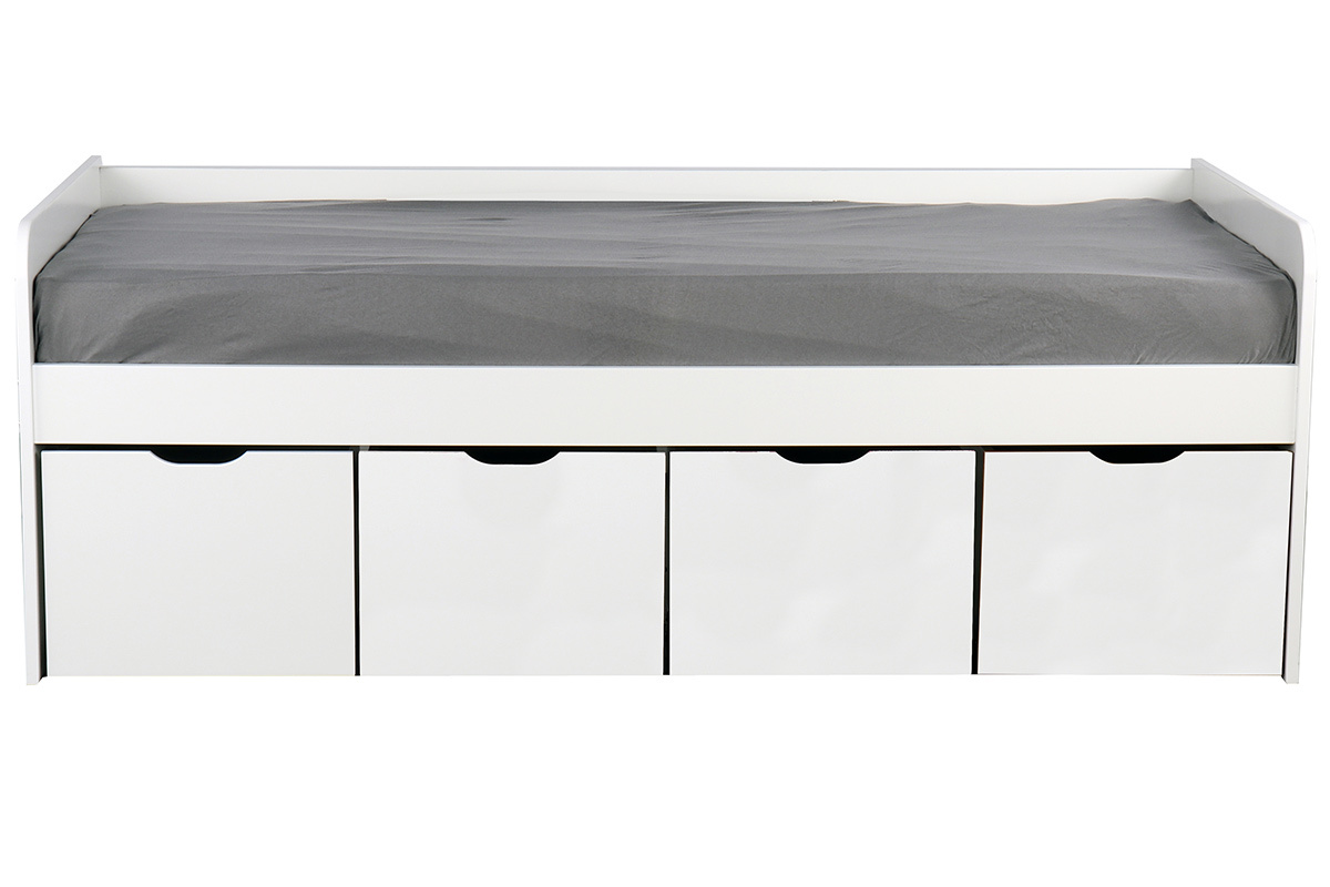 Letto bambino con 4 cassetti legno e bianco MOLENE
