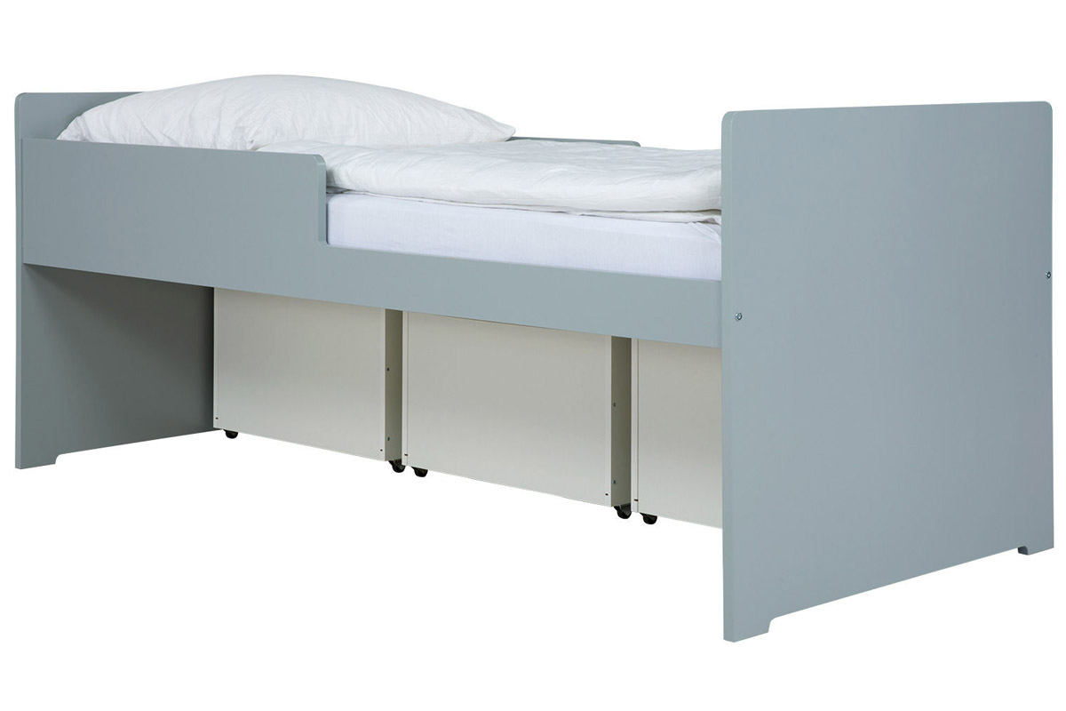 Letto bambino con cassetti 90x190 cm rosa bianco et grigio JULES