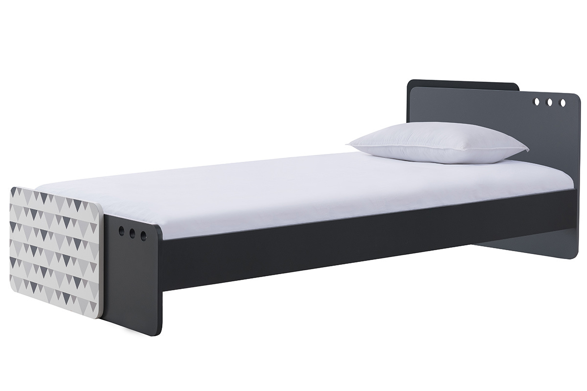 Letto bambino evolutivo decorazione grigio e disegno geometrico TERTIO