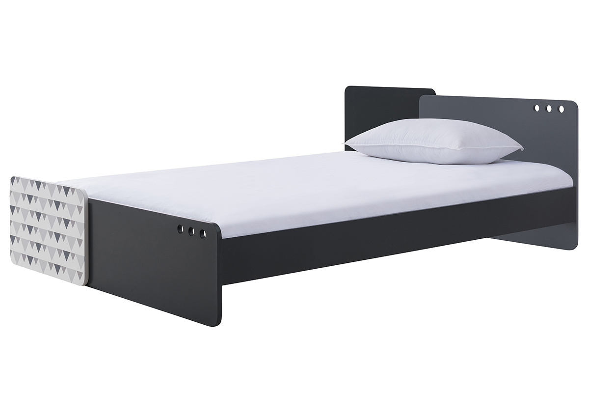 Letto bambino evolutivo decorazione grigio e disegno geometrico TERTIO