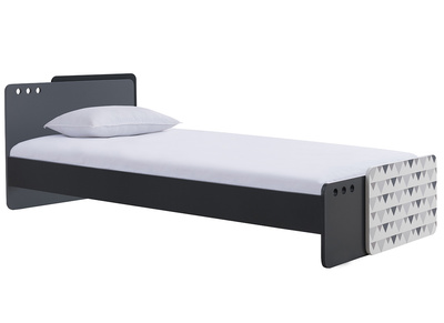 Letto bambino evolutivo decorazione grigio e disegno geometrico TERTIO - Letto bambino evolutivo decorazione grigio e disegno geometrico TERTIO