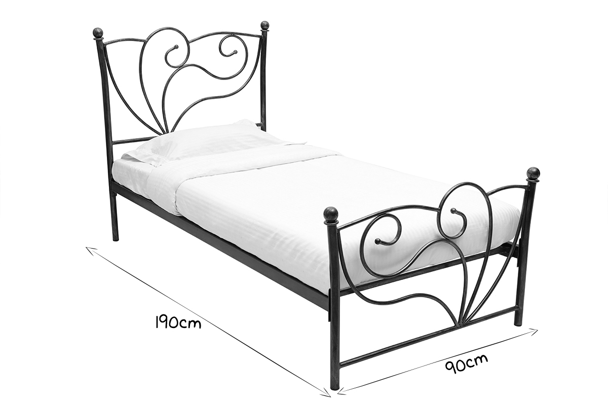 Letto barocco nero 90x190 VENEZIA