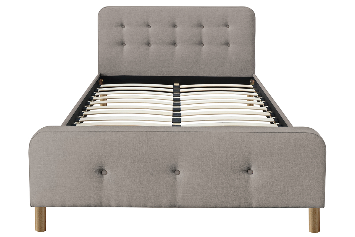 Letto capitonato tessuto beige 160 x 200cm HOLSEN