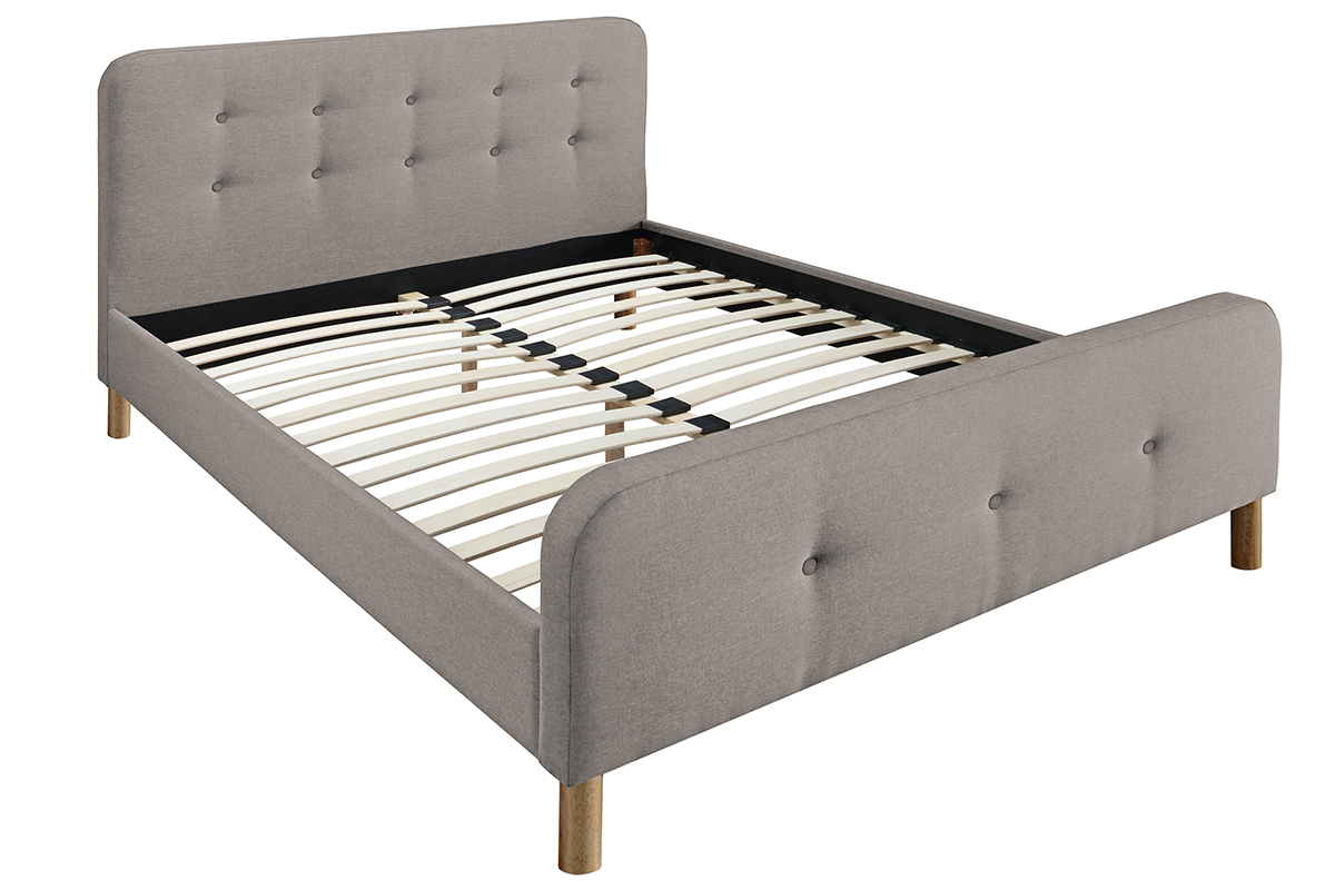 Letto capitonato tessuto beige 160 x 200cm HOLSEN