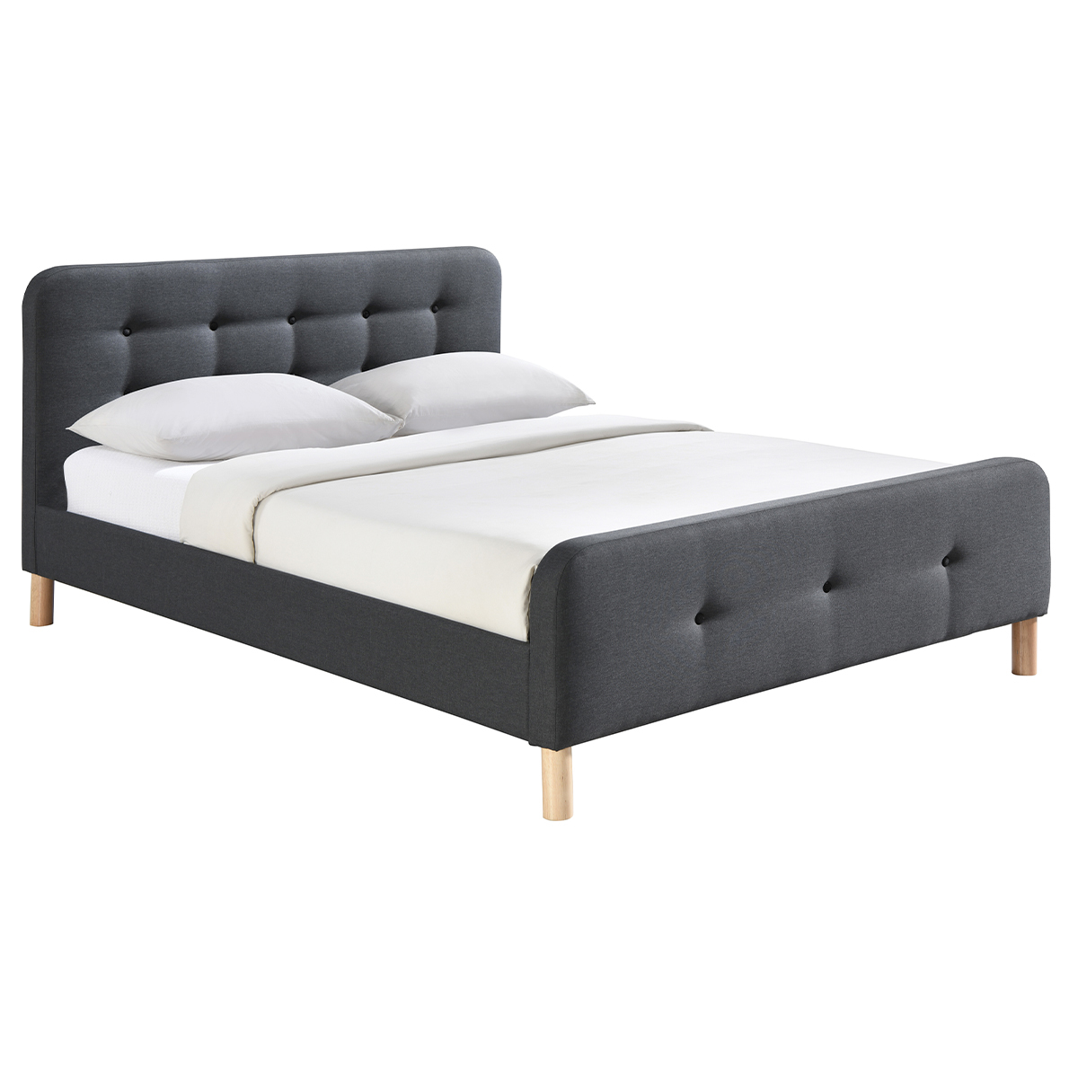 Letto capitonato tessuto grigio scuro 160 x 200cm HOLSEN