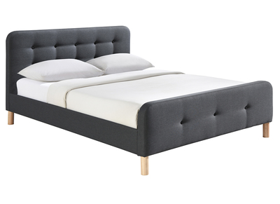 Letto capitonato tessuto grigio scuro 160 x 200cm HOLSEN