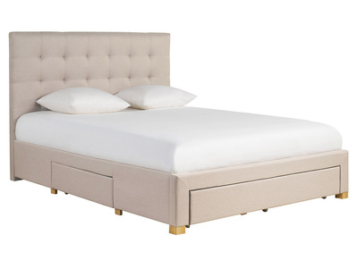 Letto con cassetti matrimoniale 160x200 cm in tessuto beige RENO