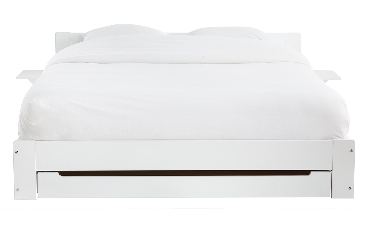 Letto con cassetto e comodini bianco 160 x 200 cm LORIS