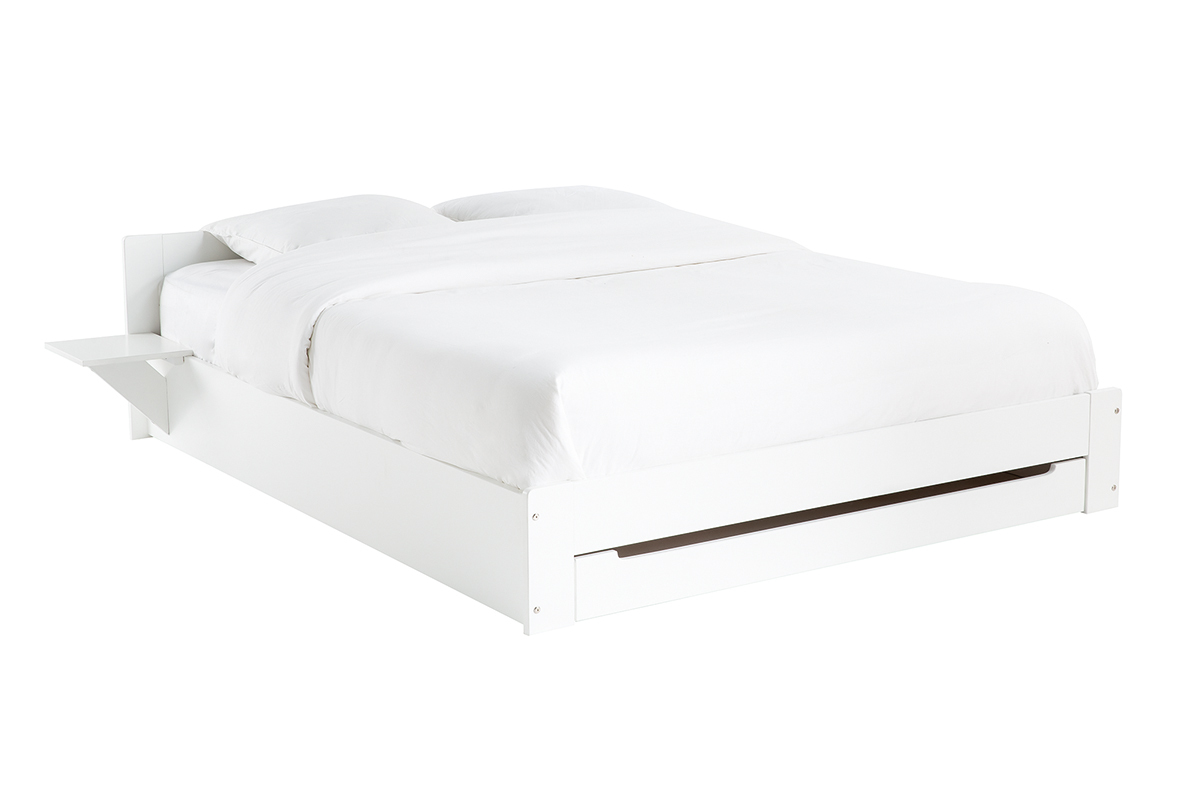 Letto con cassetto e comodini bianco 160 x 200 cm LORIS