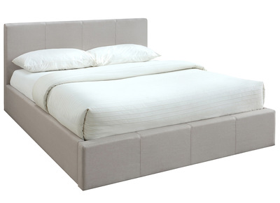 Letto con contenitore 140x200 cm in tessuto Beige APOLLON - Letto con contenitore 140x200 cm in tessuto Beige APOLLON