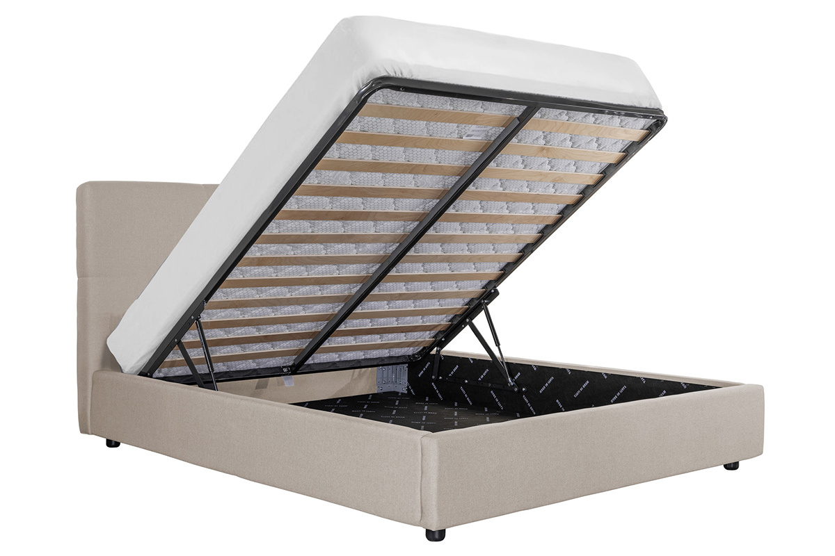 Letto con contenitore 160x200 cm in tessuto naturale SOGNO