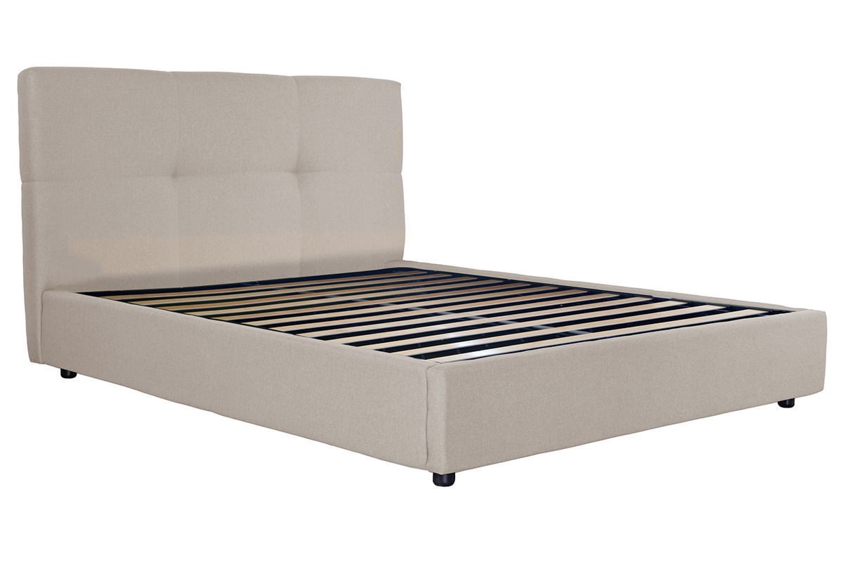 Letto con contenitore 160x200 cm in tessuto naturale SOGNO