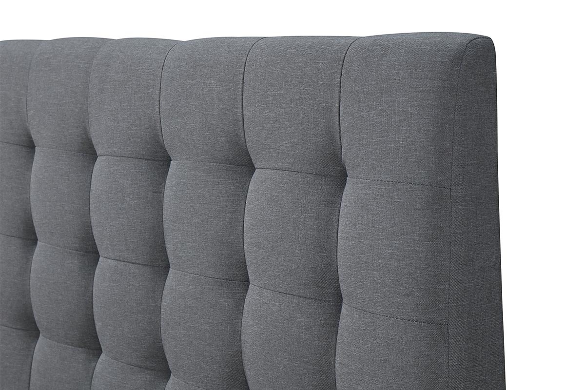 Letto con design capitonn in tessuto Grigio e legno 160x200 SOREN