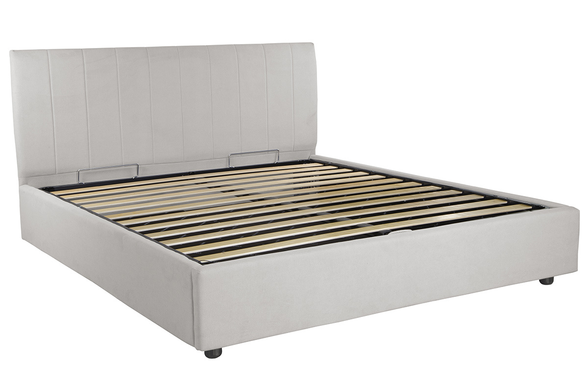 Letto contenitore 160x200 cm in tessuto Grigio chiaro SOGNO
