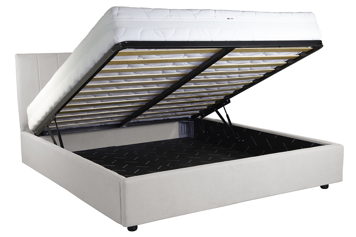 Letto contenitore 160x200 cm in tessuto Grigio chiaro SOGNO