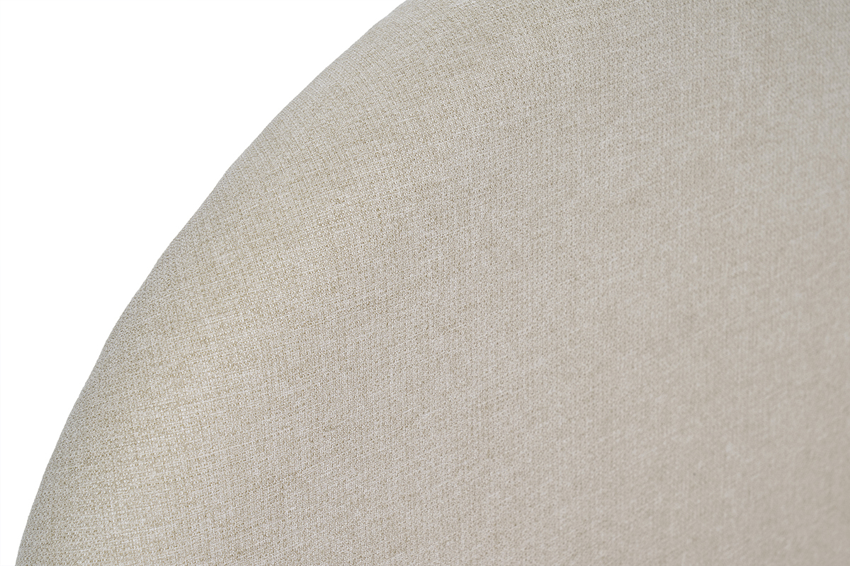 Primo piano sul tessuto beige del letto contenitore OREN.