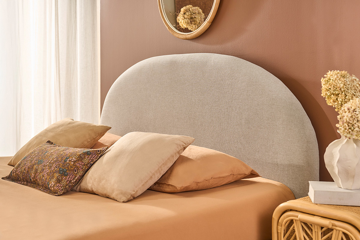 Letto contenitore matrimoniale 160x200 cm in tessuto beige OREN