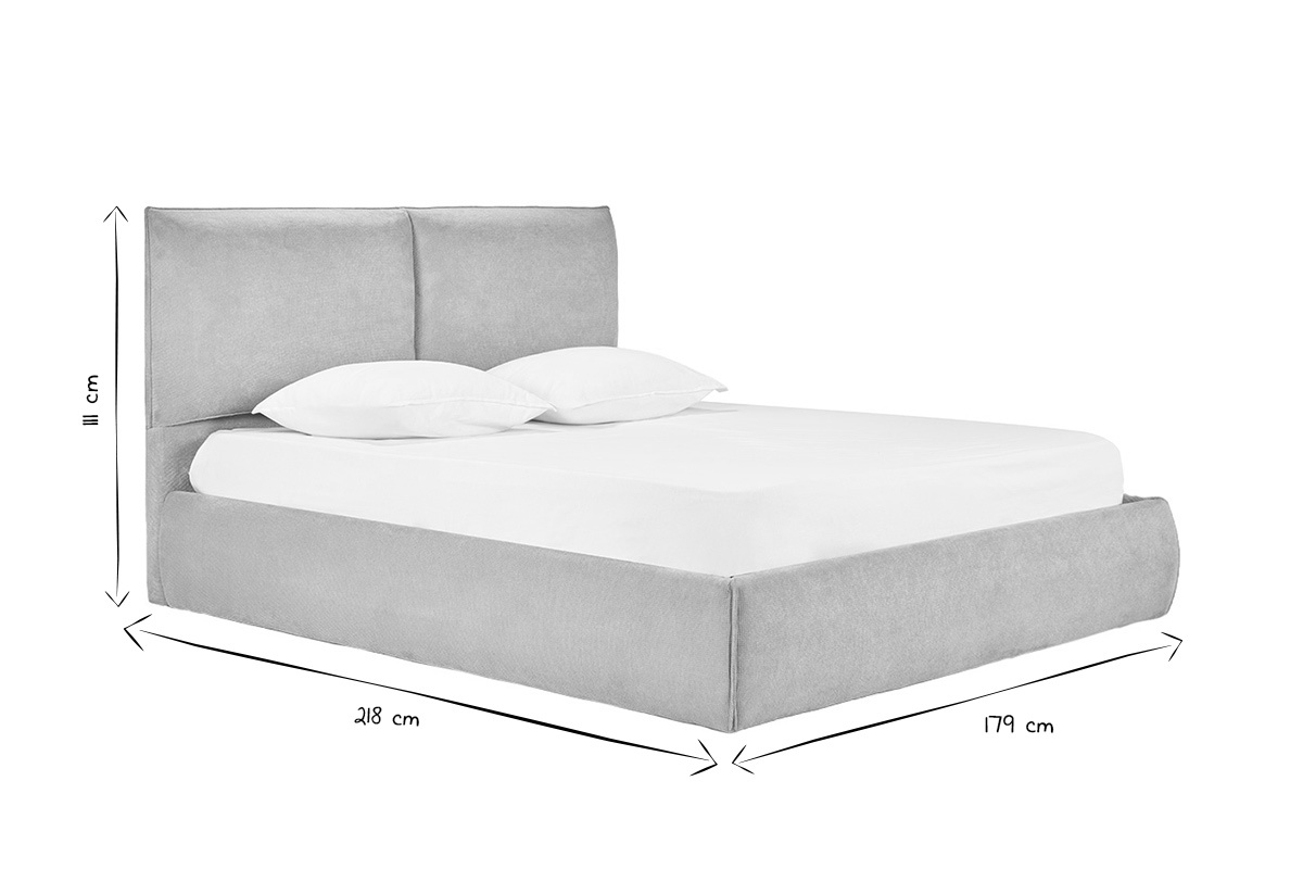 Letto contenitore 160x200 cm in nero e bianco, vista laterale con dimensioni indicate.