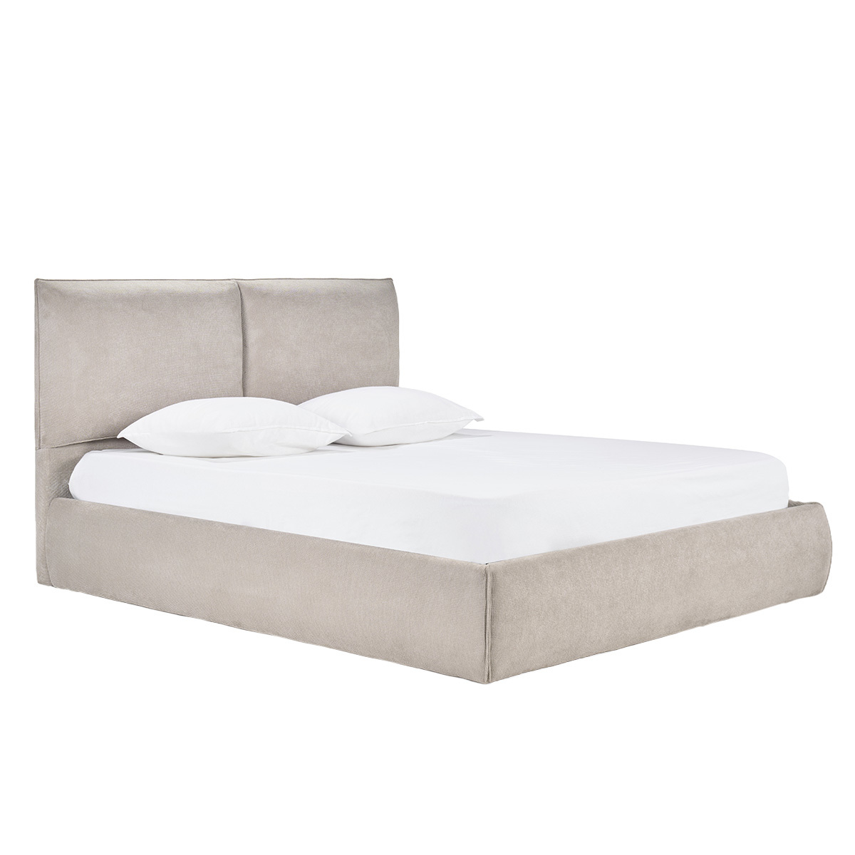 Letto contenitore matrimoniale 160x200 cm in tessuto di ciniglia beige VIGO