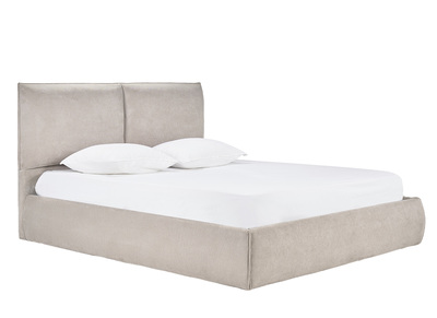 Letto contenitore matrimoniale 160x200 cm in tessuto di ciniglia beige VIGO